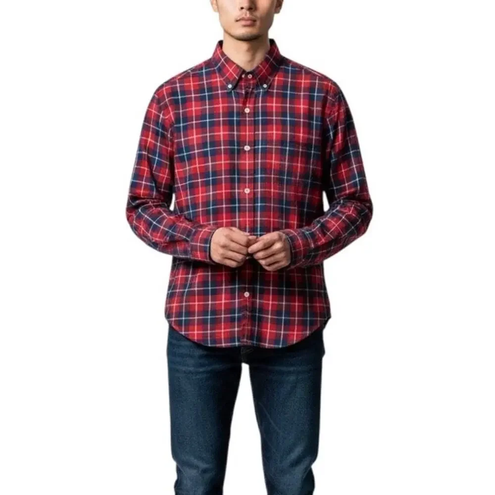 J. Crew Red Plaid Flex Cotton Slim Fit Button Down Shirt